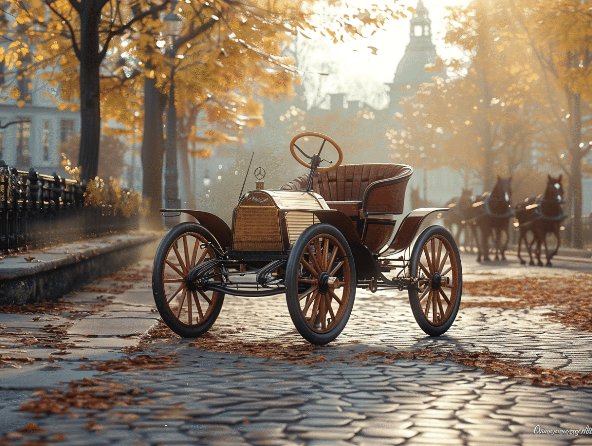 première automobile de Karl Benz en 1886, symbole d'innovation technologique