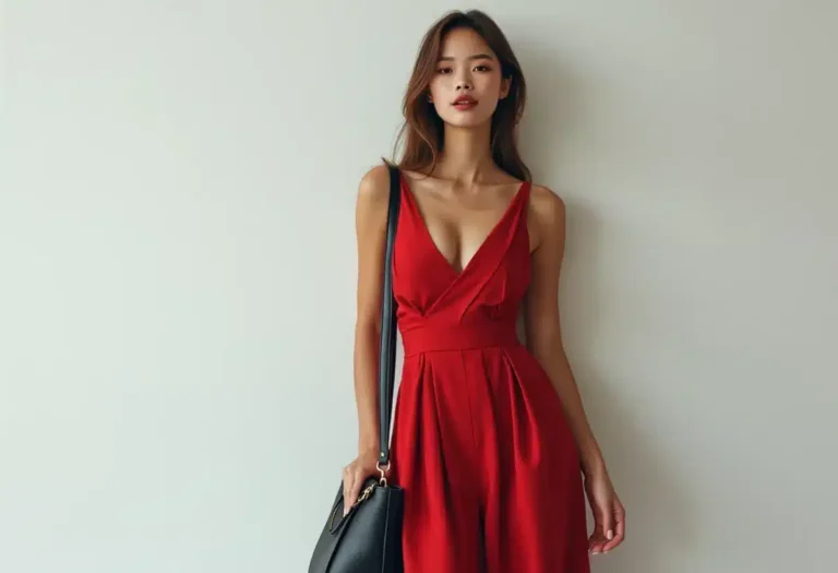 Sac à main assorti à une robe rouge élégante