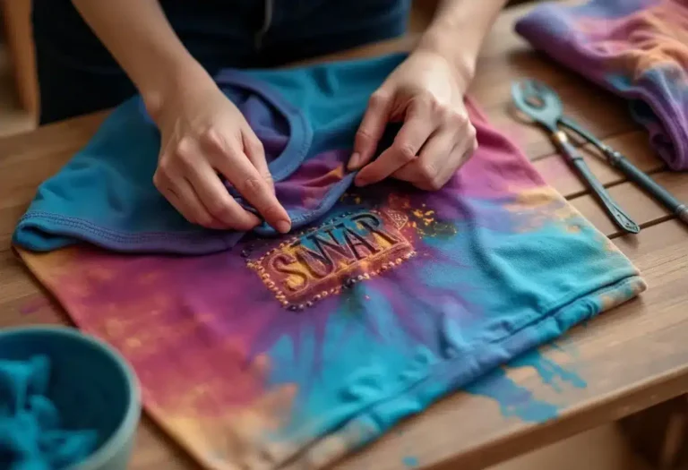 Vêtement teint avec protection du logo en cours de personnalisation